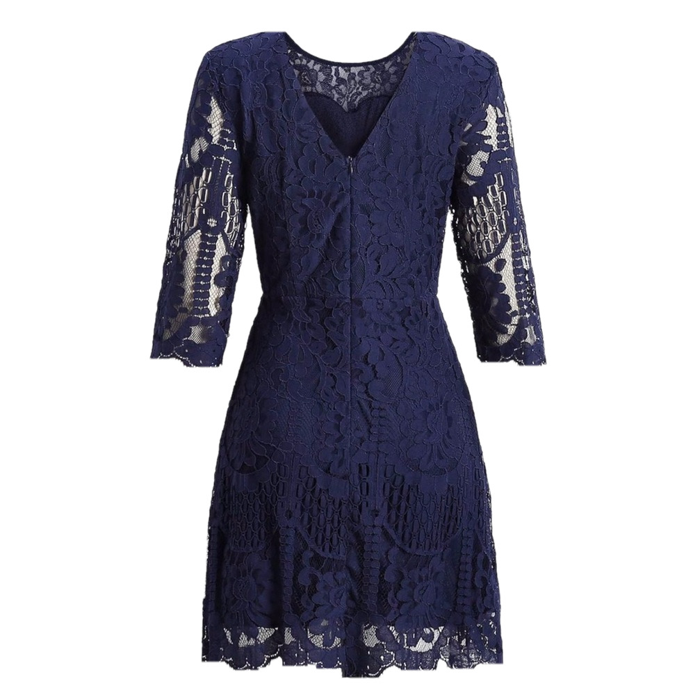 MSLG Women's Neck V-Back Floral Lace Cocktail Party A Line Dress -NWOT - Picture 2 of 6